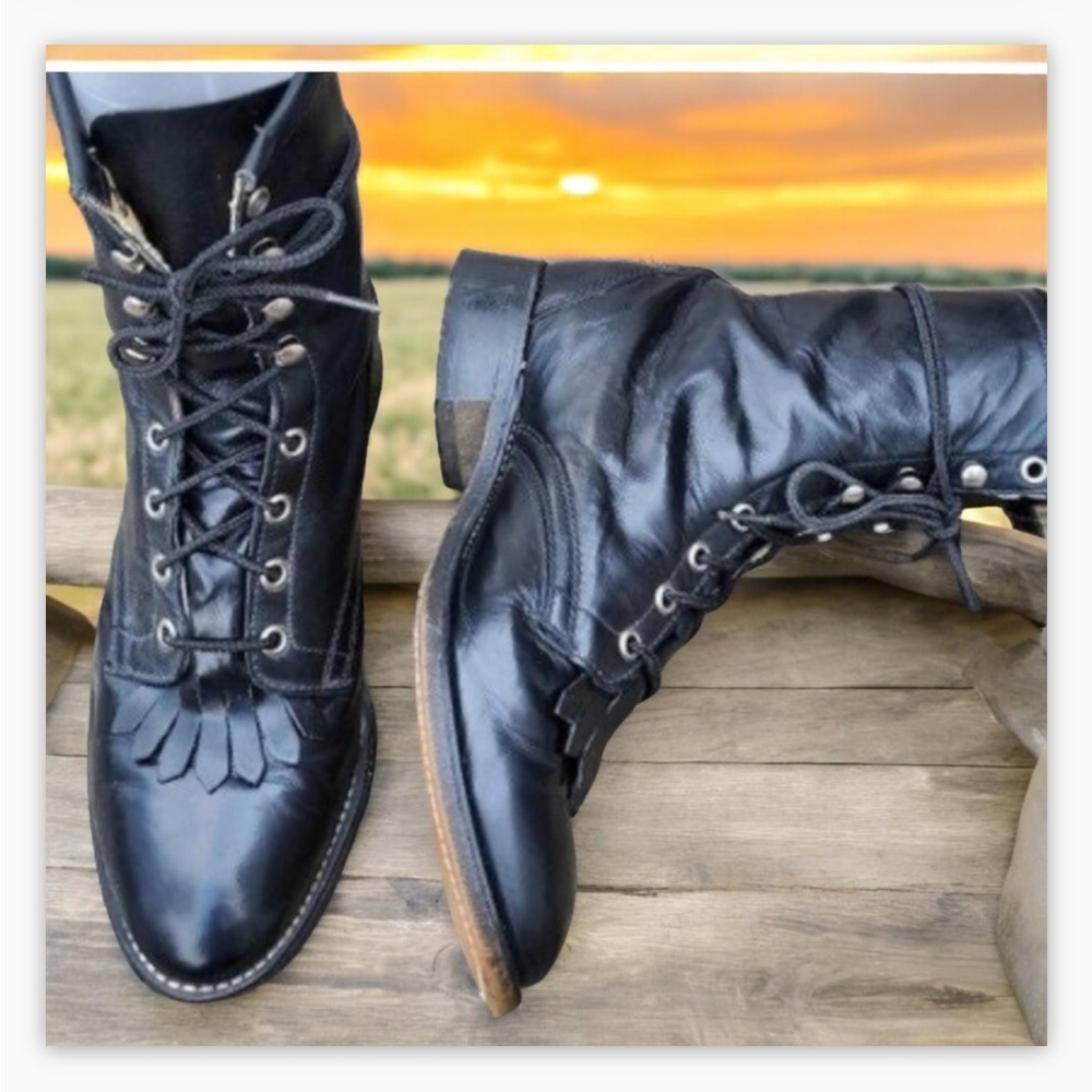 Black Classic Laredo Roper Boot- EUC Sz 5 Genuine leather☀️🖤 - Picture 5 of 14